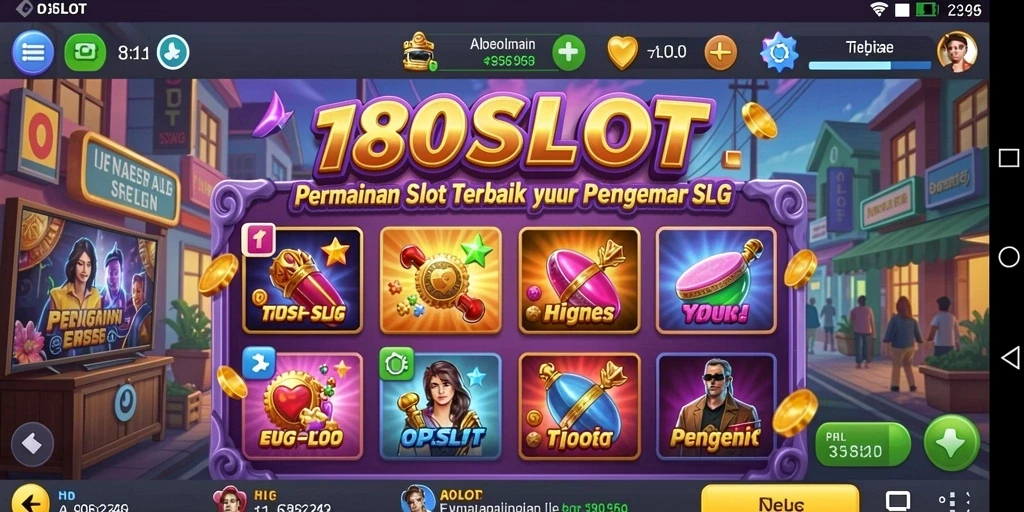 Tampilan gameplay 180SLOT dengan slot menawan dan fitur menarik.