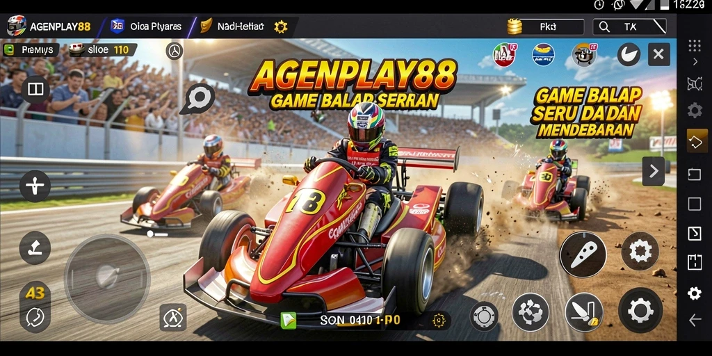 Tangkapan layar AGENPLAY88 menampilkan mobil balap dengan latar belakang lintasan yang mendebarkan.