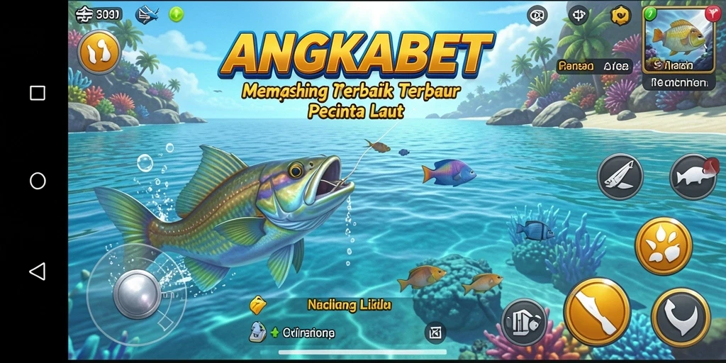 Tampilan gameplay <strong>ANGKABET</strong> yang menarik saat memancing di laut.