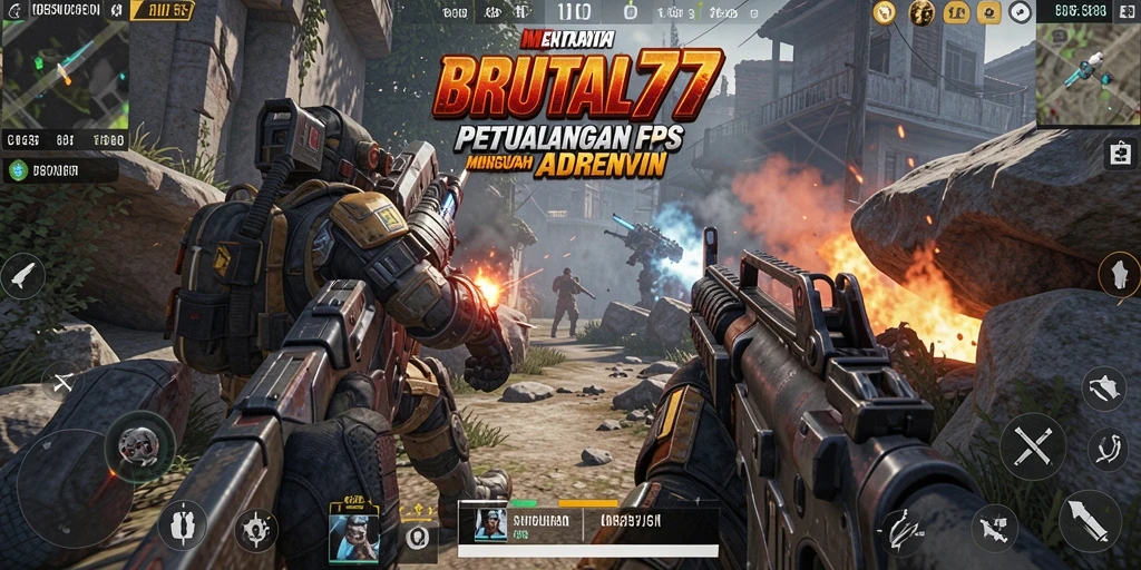 Tampak intensnya aksi tembak-menembak dalam gameplay BRUTAL77.
