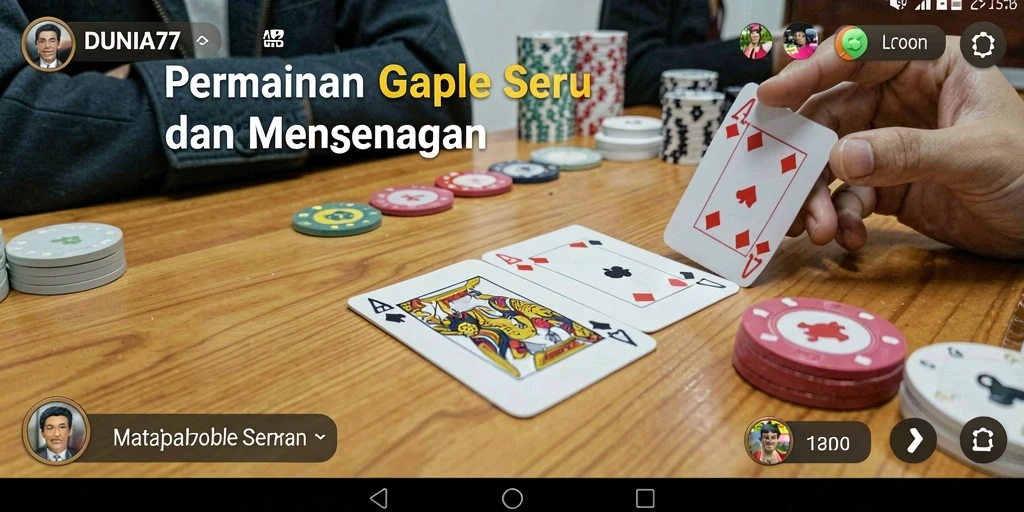 Screenshot gameplay Gaple DUNIA77 yang menampilkan keseruan pertandingan.
