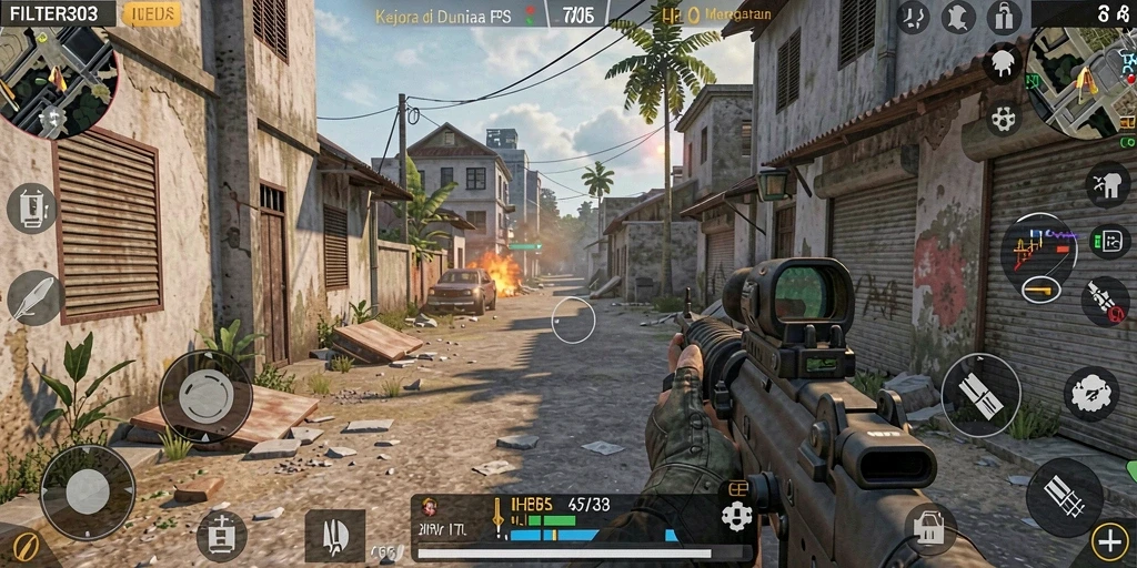 Tangkapan layar dari gameplay menegangkan FILTER303 yang intens.