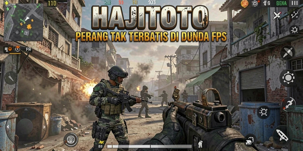 Tampilan adiktif dari gameplay <strong>HAJITOTO</strong> dalam pertempuran FPS.