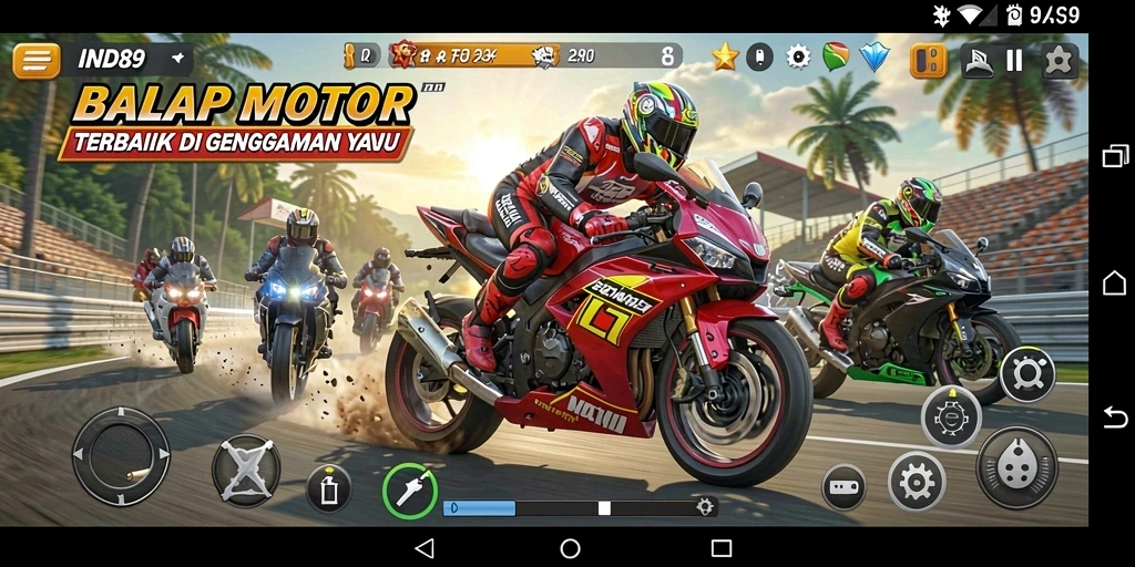 Screenshot gameplay <strong>IND89</strong> menampilkan aksi balap yang mendebarkan.