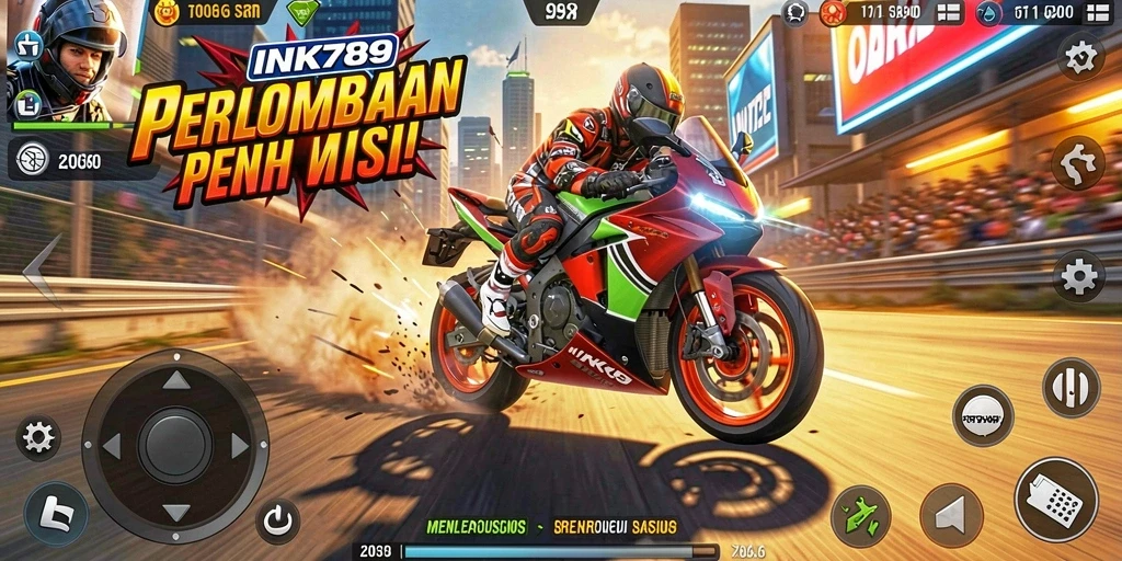 Tampilan aksi balapan motor yang mendebarkan di INK789.