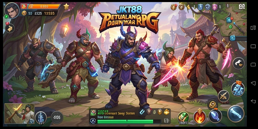 Screenshot gameplay JKT88 dengan pertarungan RPG yang mendalam.