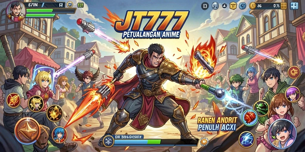 Tampilan seru gameplay JT777 dengan karakter anime ikonik.