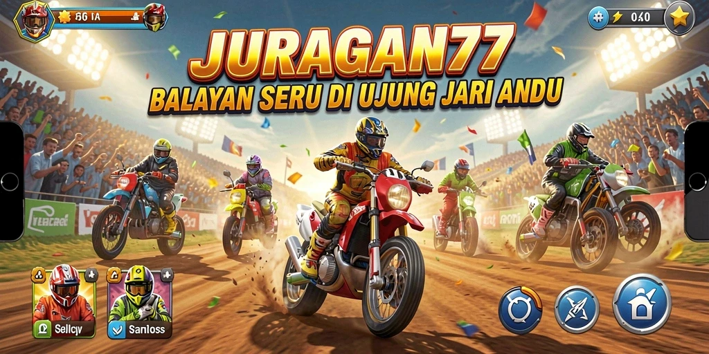 Gameplay <strong>JURAGAN77</strong> menampilkan akselerasi dan balapan yang intens.