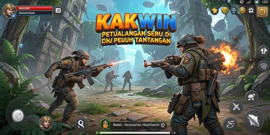 Tangkapan layar KAKWIN menampilkan aksi petualangan yang mendebarkan.