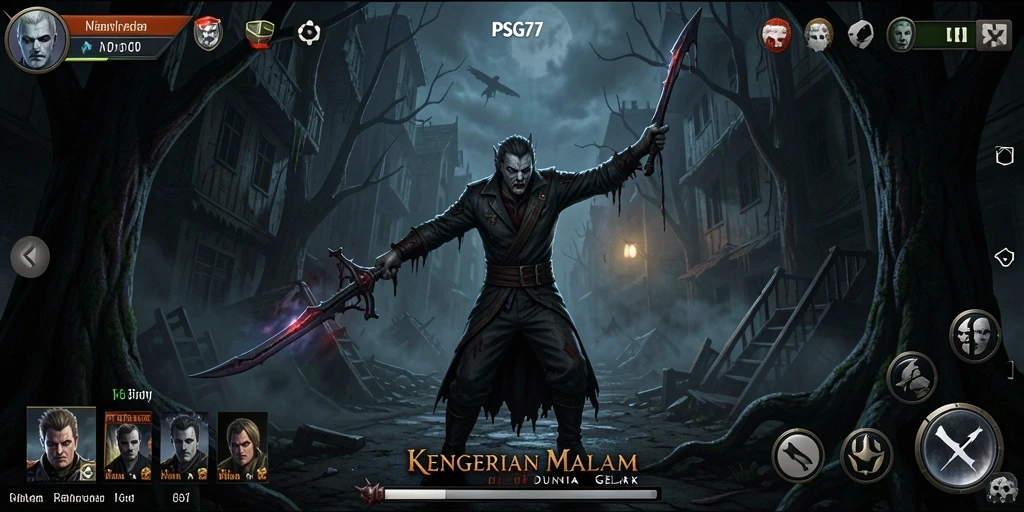 Tangkapan layar gameplay PSG77 yang menampilkan suasana mencekam dan menakutkan.