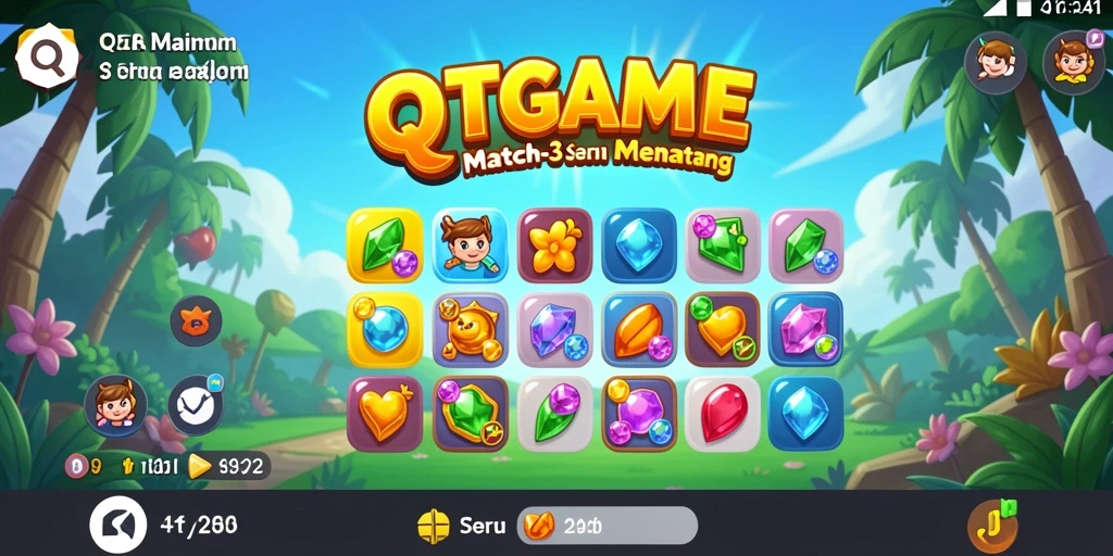 Tampilan menarik gameplay QTGAME dengan elemen Match-3.