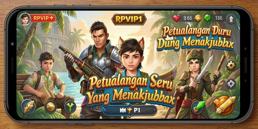 Screenshot gameplay RPVIP1 menampilkan karakter menjelajahi dunia petualangan.
