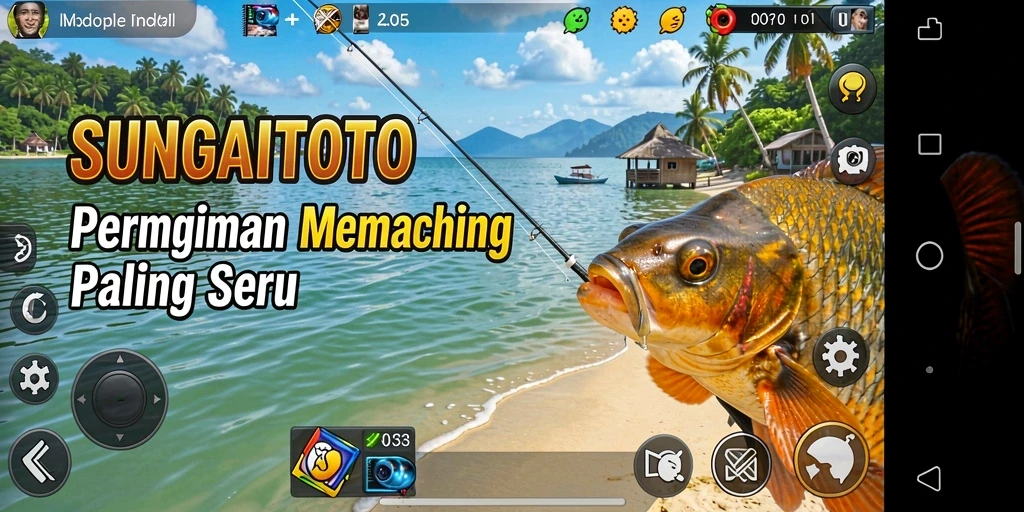 Tampilan gameplay SUNGAITOTO dengan pemandangan memancing yang menakjubkan.