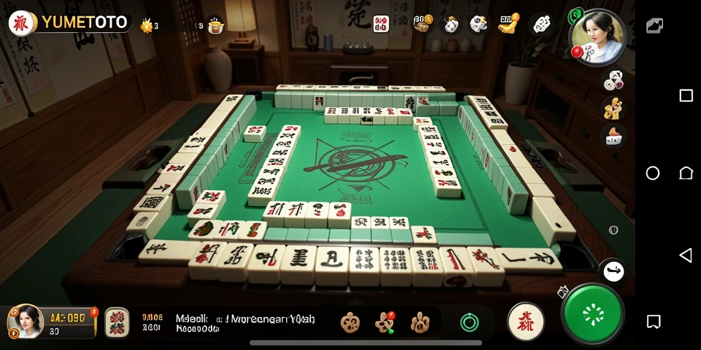 Screenshot gameplay YUMETOTO yang menunjukkan serunya bermain Mahjong.